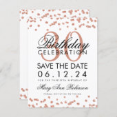 Rose Gold Save the Date Birthday Confetti (Front/Back)