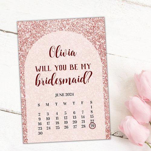 Rose Gold Save The Date Bridesmaid Proposal Card