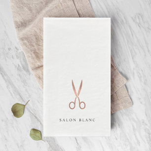 Rose Gold Scissors Custom Hair Salon Name Paper Guest Towels