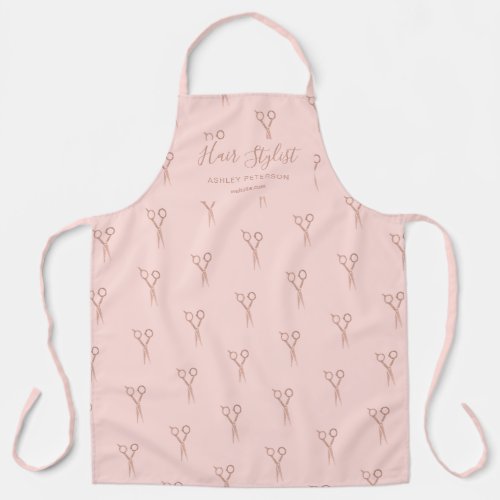 rose gold scissors hair stylist pattern pink apron