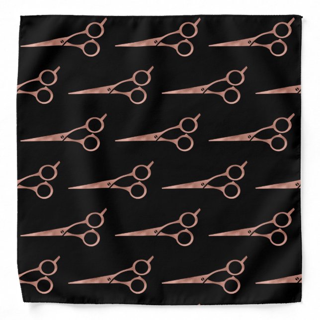 Rose Gold Scissors Hair Stylist Salon Bandana (Front)