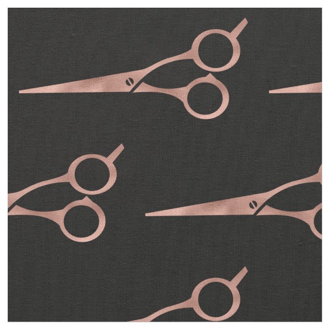Rose Gold Scissors Hair Stylist  Salon Fabric (Close Up)
