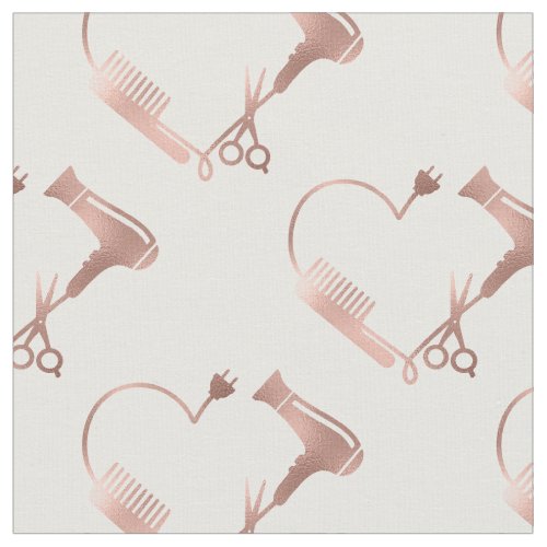 Rose Gold Scissors Hair Stylist  Salon Heart Fabric