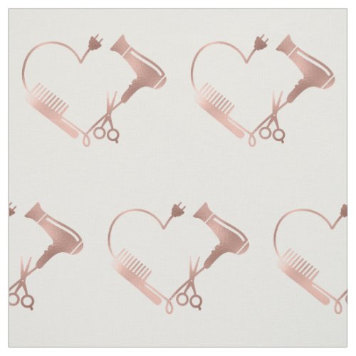 Rose Gold Scissors Hair Stylist Salon Pattern Fabric