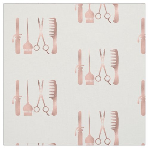 Rose Gold Scissors Hair Stylist Salon Pattern Fabric