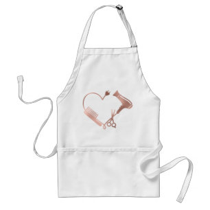 Rose Gold Scissors Heart Hair Stylist Hairdresser Adult Apron