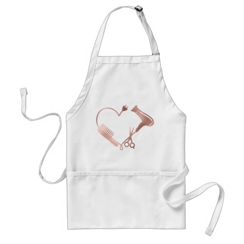 Rose Gold Scissors Heart Hair Stylist Hairdresser Adult Apron