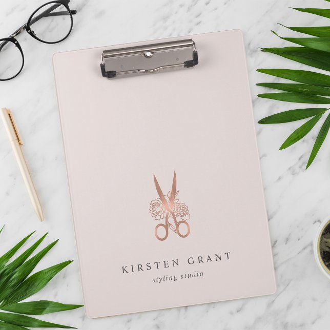 Rose Gold Scissors Salon Logo Clipboard (Creator Uploaded)