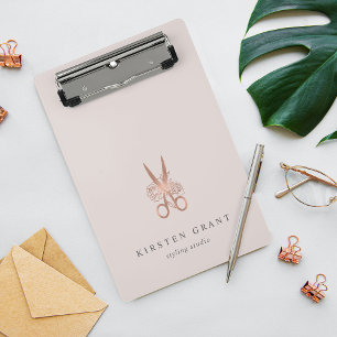 Rose Gold Scissors Salon Logo Mini Clipboard