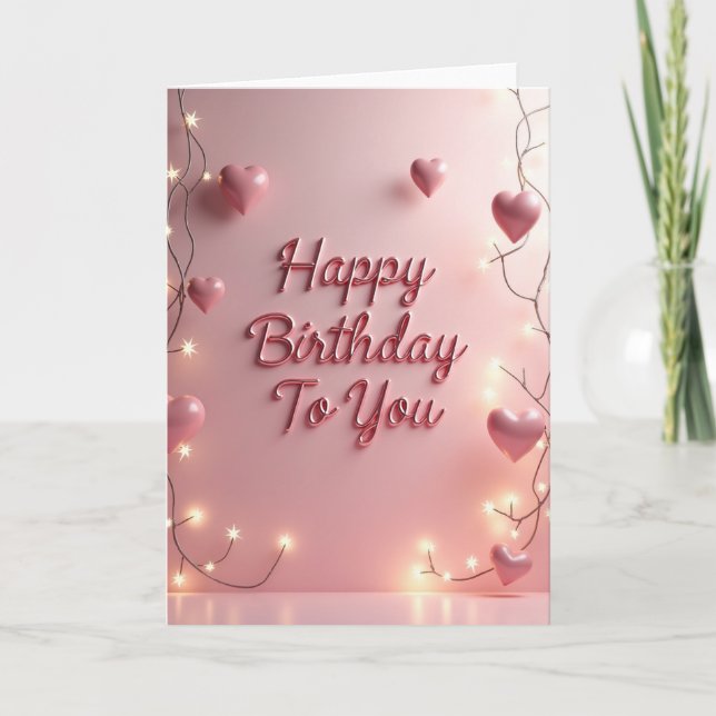 Rose Gold Script Birthday Card (Front)