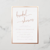 Rose Gold Script Bridal Shower Foil Invitation (Standing Front)