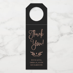 Rose Gold Script   Deepest Black Thank You Bottle Hanger Tag