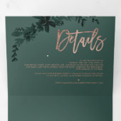 Rose gold script Floral green elegant wedding Tri-Fold Invitation (Inside First)