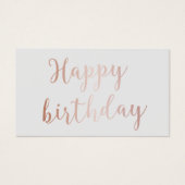 Rose Gold Script "Happy Birthday" Classy Grey (Front)