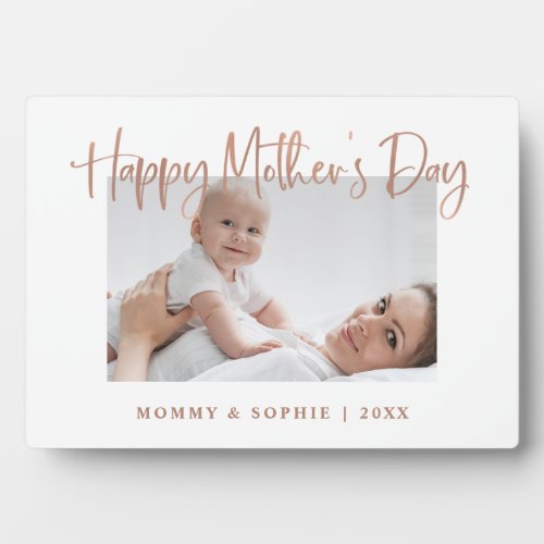 Rose Gold  Script Happy Mothers Day Photo Plaque