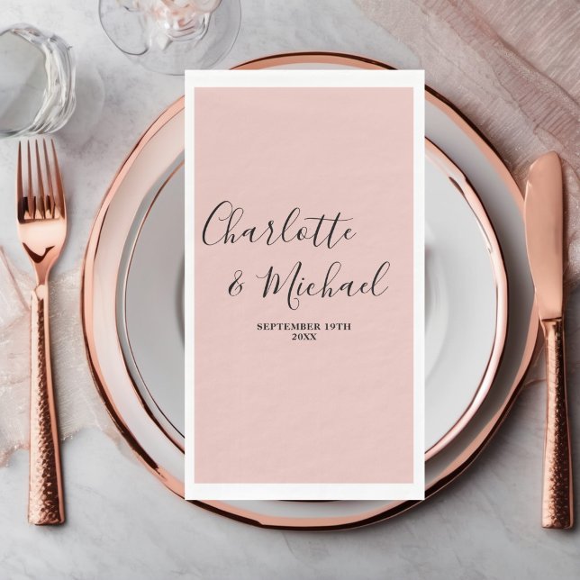 Rose Gold Script Minimalist Wedding Paper Guest Towels (Creator Uploaded)