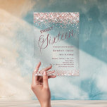 Rose gold script modern Sweet 16 clear Acrylic Invitations<br><div class="desc">A modern Sweet 16 invitation. A clear,  transparent background and the word Sixteen written with large rose gold letters. Decorated with confetti. Personalize and add a name and party details.</div>
