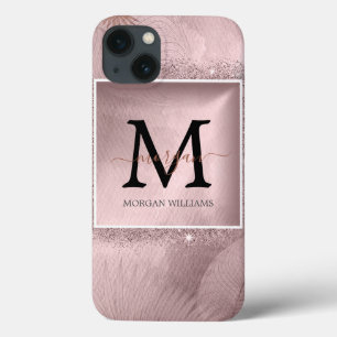 Rose Gold Script Monogram iPhone 13 Case