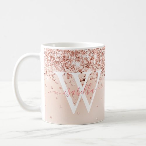 Rose Gold Script Name Monogram Coffee Mug