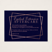 Rose gold script navy blue eyelash aftercare (Back)