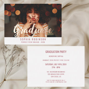 Rose Gold Script Photo 2026 Graduation Party Foil Invitation