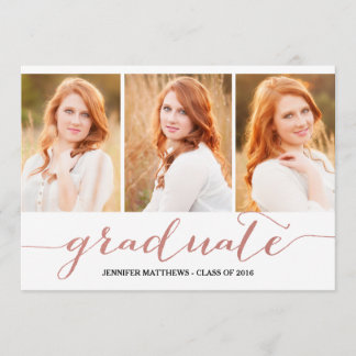 Rose Gold Script Photo Collage | Graduation Party Invitation