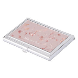 Rose Gold Script Pink Business Card Case