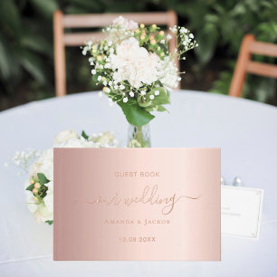 Rose gold script wedding foil guest book