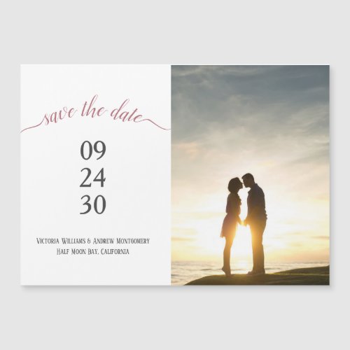 Rose Gold Script Wedding Save Date Photo Magnet