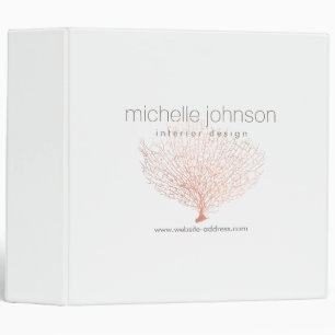 Rose Gold Sea Fan Coral Designer 3 Ring Binder
