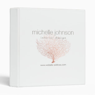 Rose Gold Sea Fan Coral Designer 3 Ring Binder