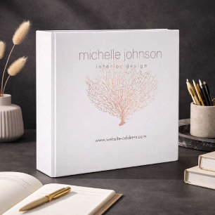 Rose Gold Sea Fan Coral Designer 3 Ring Binder