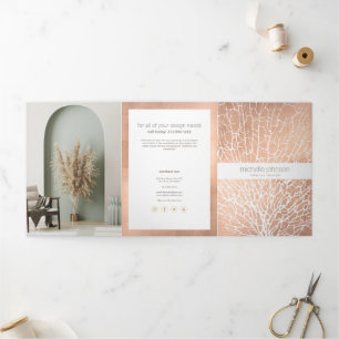 Rose Gold Sea Fan Coral Pattern Designer Brochure