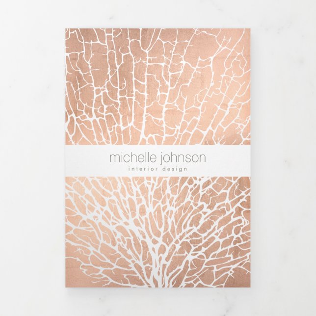 Rose Gold Sea Fan Coral Pattern Designer Brochure (Cover)