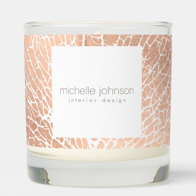 Rose Gold Sea Fan Coral Pattern Scented Candle (Front)