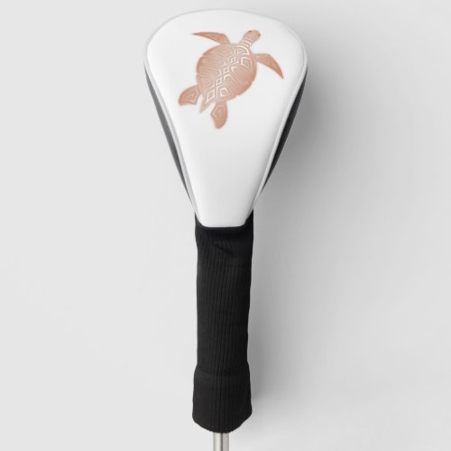 Rose Gold Sea Turtle White Golf Head Cover