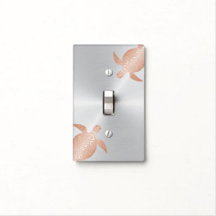 Rose Gold Sea Turtles On Silver Coastal Light Swit Switch Cover