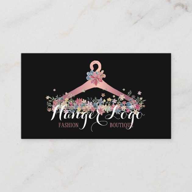 Rose Gold Seamstress Tailor Floral Hanger Business Card