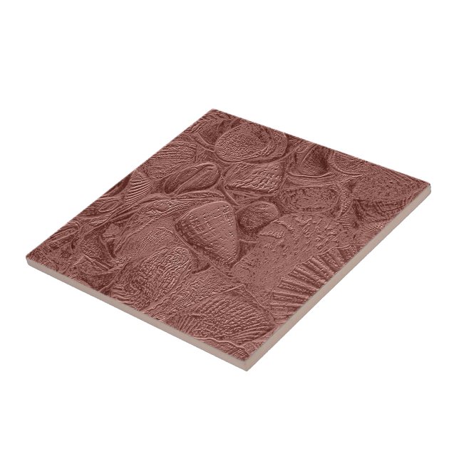 Rose Gold Seashells Ocean Beach Elegant Design Ceramic Tile (Side)