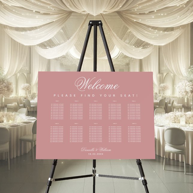 Rose Gold Seating Chart 10 Tables Simple Pink Foam Board (Creator Uploaded)