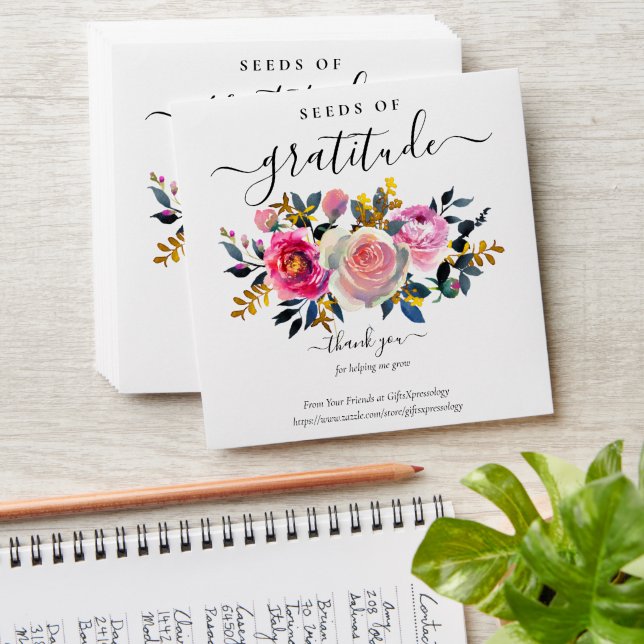 Rose Gold Seeds of Gratitude Gift Seed Packet Envelope (Stacked)