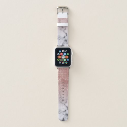 Rose Gold Sequin Glitter White Marble Ombre Apple Watch Band