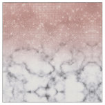 Rose Gold Sequin Glitter White Marble Ombre Fabric