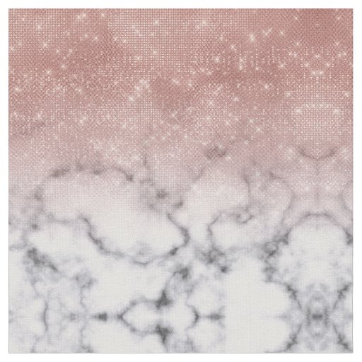 Rose Gold Sequin Glitter White Marble Ombre Fabric