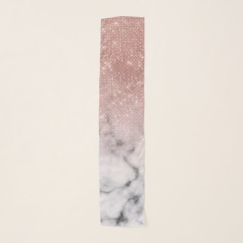 Rose Gold Sequin Glitter White Marble Ombre Scarf