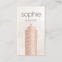 Rose Gold  Sequin Hair Stylist Spray Can Salon Business Card
