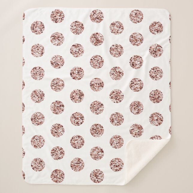 Rose Gold Sequin Random Dot Pattern Glitter Art Sherpa Blanket (Front)