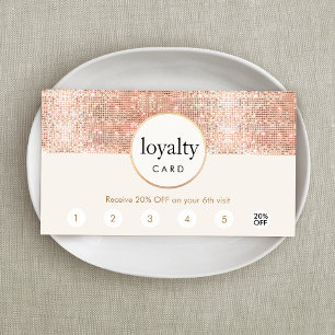 Rose Gold Sequin Salon 6 Punch Customer Loyalty Card