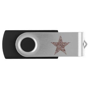 Rose Gold Sequin Twinkle Clipart Shining Star Clip Flash Drive