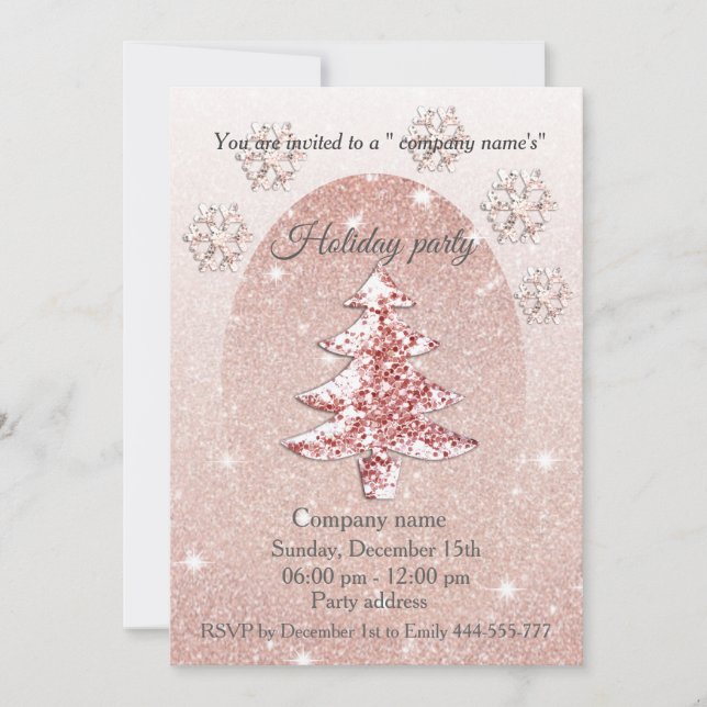 Rose gold sequins corporate Christmas party Invitation (Front)